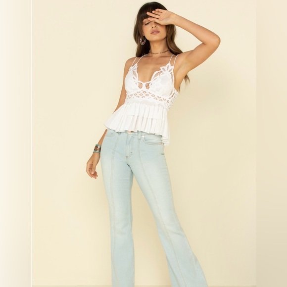 Free People NWT Adella Cami Lace Tank Ruffled Top with adjustable Straps. - Picture 3 of 14